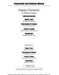Study Guide with Solutions Manual for Organic Chemistry: A Short Course (13th Edition)- David J. Hart