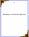 Bài giảng: cơ sở hóa học phân tích- Lâm Ngọc Thụ