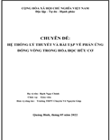 Chuyên đề: hệ thống lý thuyết và bài tập về phản ứng đóng vòng trong hóa học hữu cơ